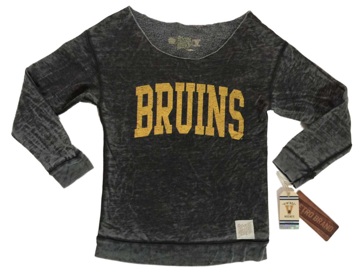 Original Retro Brand Boston Bruins Retro Brand WOMEN Charcoal Uncollared Fleece Sweatshirt