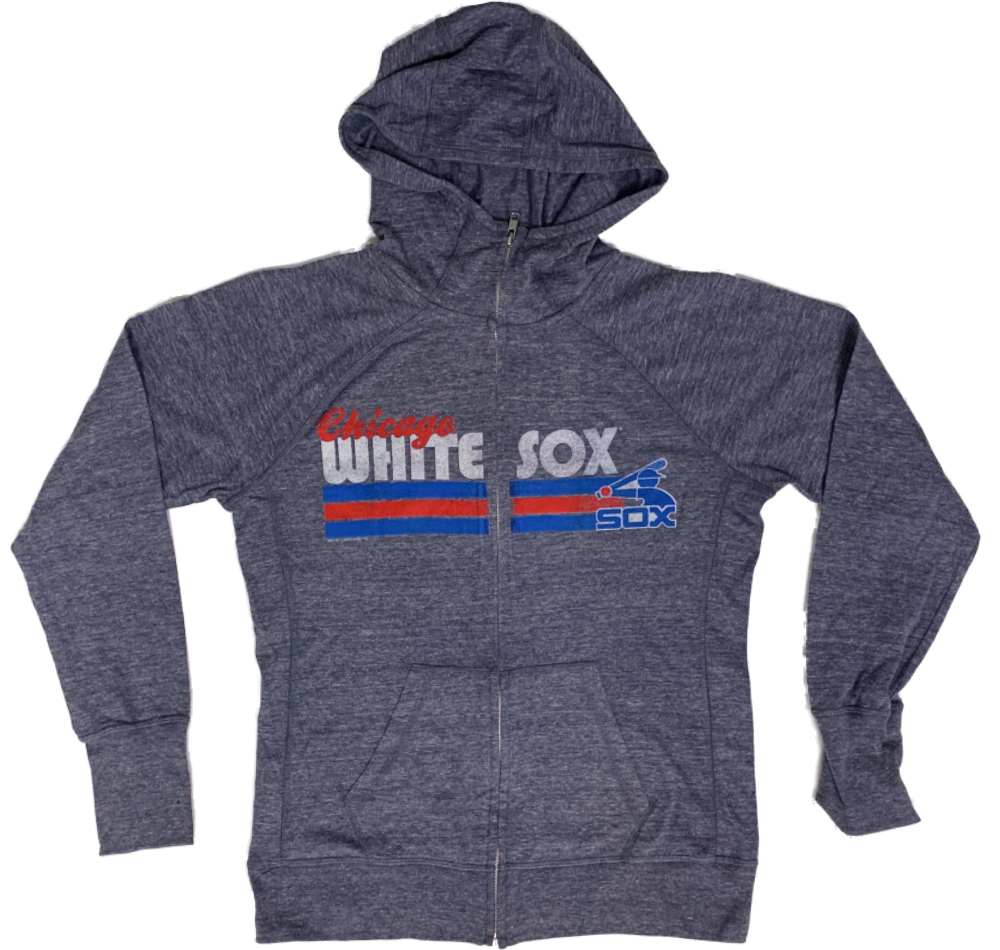 Soft As A Grape Chicago White Sox SAAG Women Blue Lightweight Tri-Blend Hoodie Jacket
