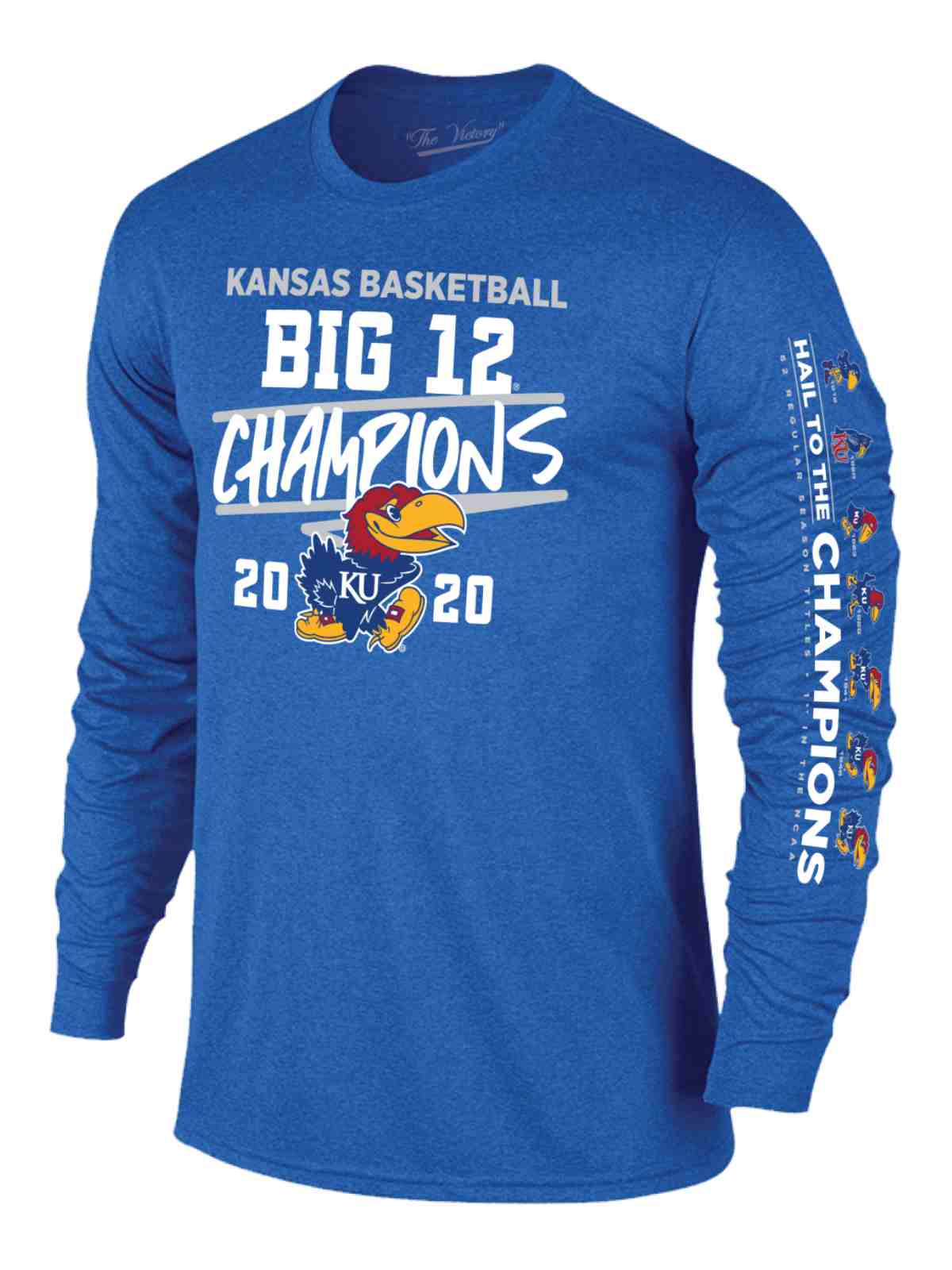 The Victory Kansas Jayhawks 2020 BIG 12 Basketball Champions Blue Long Sleeve T-Shirt