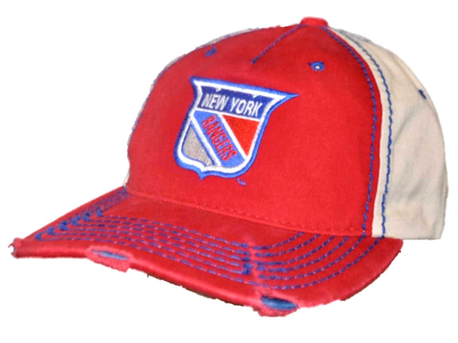 Original Retro Brand New York Rangers Retro Brand Red Beige Vintage Stitched Snapback Hat Cap