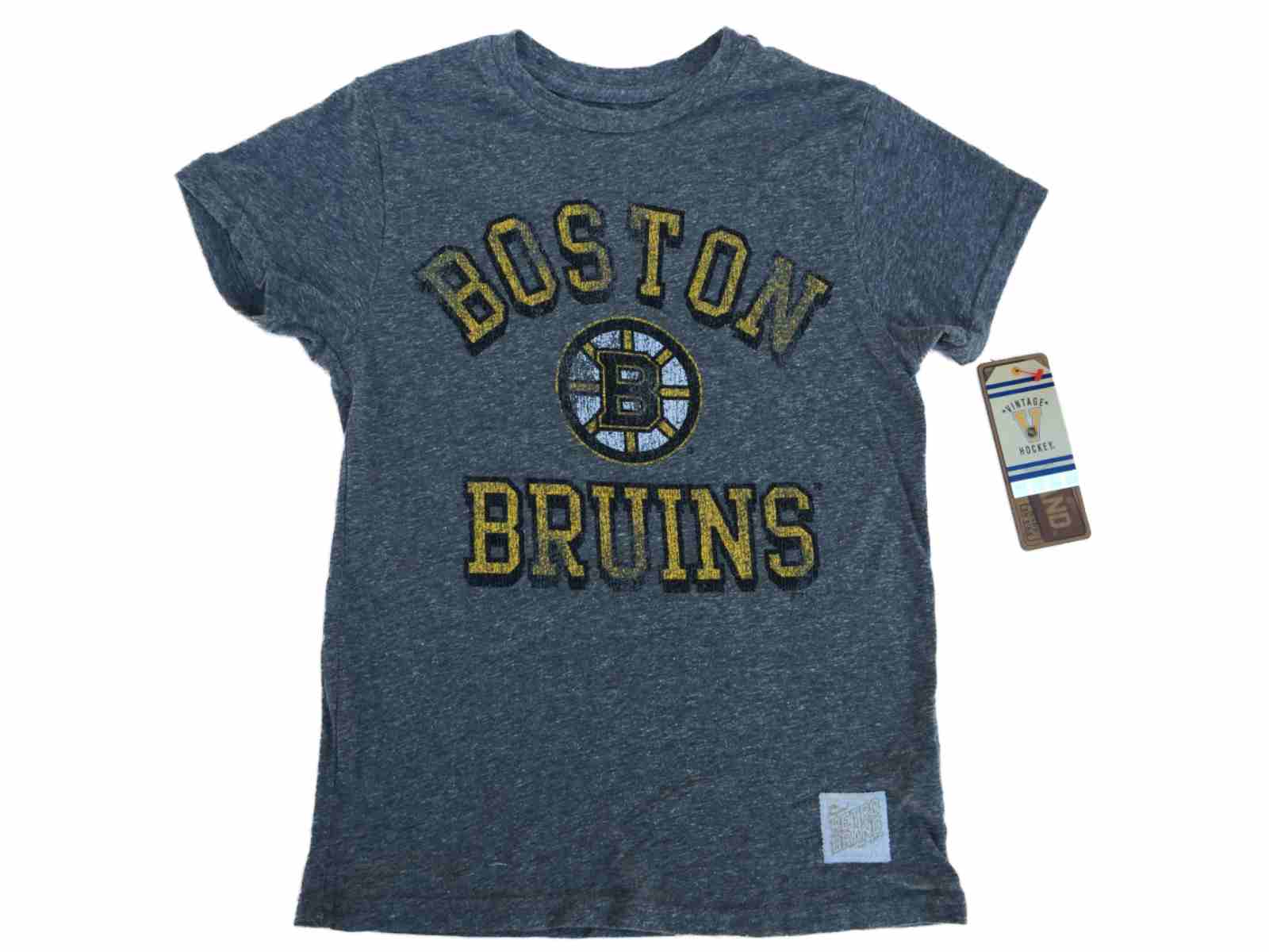 Original Retro Brand Boston Bruins Retro Brand YOUTH Gray Soft Tri-Blend Short Sleeve T-Shirt