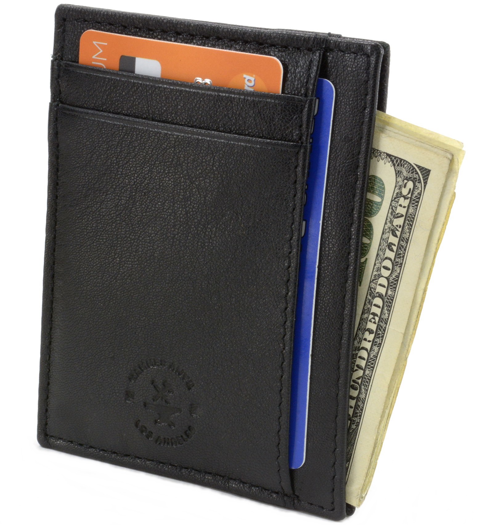 Hammer Anvil Minimalist Front Pocket Wallet RFID Blocking Thin Leather Card Case