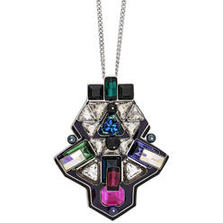 Swarovski Buzz Pendant with Multi-Color Crystals 5070638 Palladium Plated Steel Chain Necklace for Women