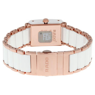Rado Integral Rose Gold Stainless Steel White Ceramic Case Mother Of Pearl Quartz Dial Womens Watch R20844902