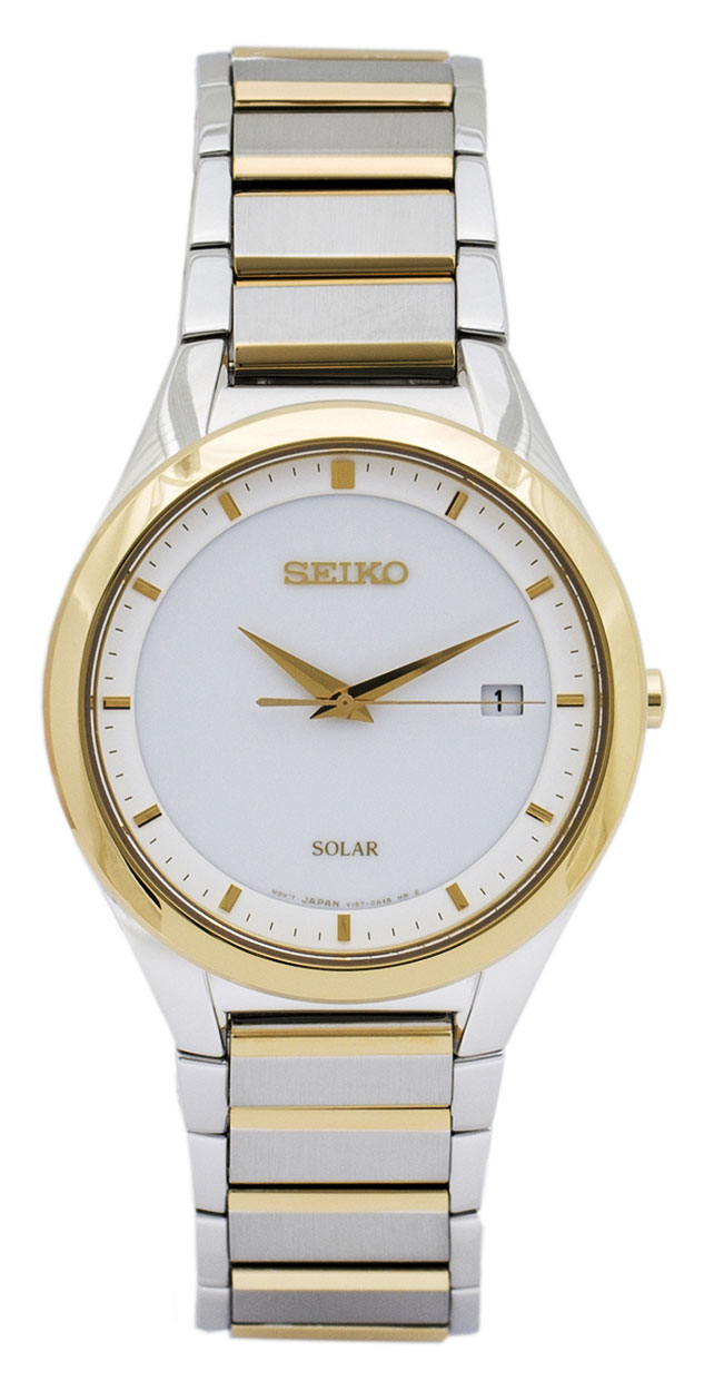 seiko men snxj90 seiko automatic white dial two tone stainless steel watch  from 