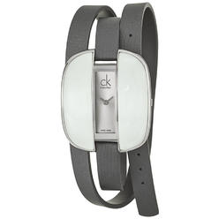 Calvin Klein Treasure Wrap Around Gray Cloth Leather Silver Dial Quartz Womens Watch K2E23620