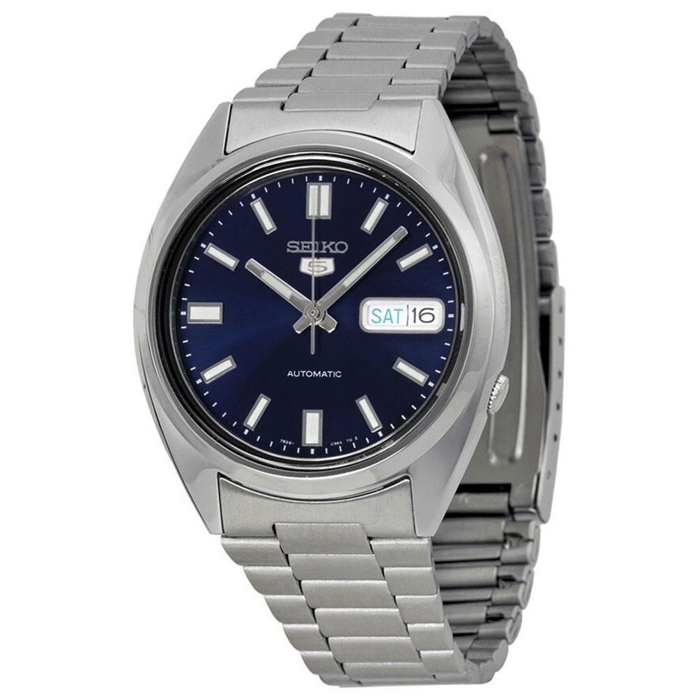 Seiko 5 Automatic Stainless Steel Blue Dial Day-Date Mens Watch SNXS77K1