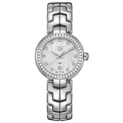 TAG Heuer Link Stainless Steel Silver-Tone Dial Diamonds Date Quartz Womens Watch WAT1414.BA0954