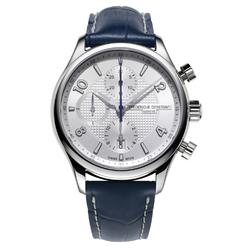 Frederique Constant Runabout RHS Chronograph Automatic Stainless Steel Blue Leather band Silver Dial Mens Watch FC-392RMS5B6