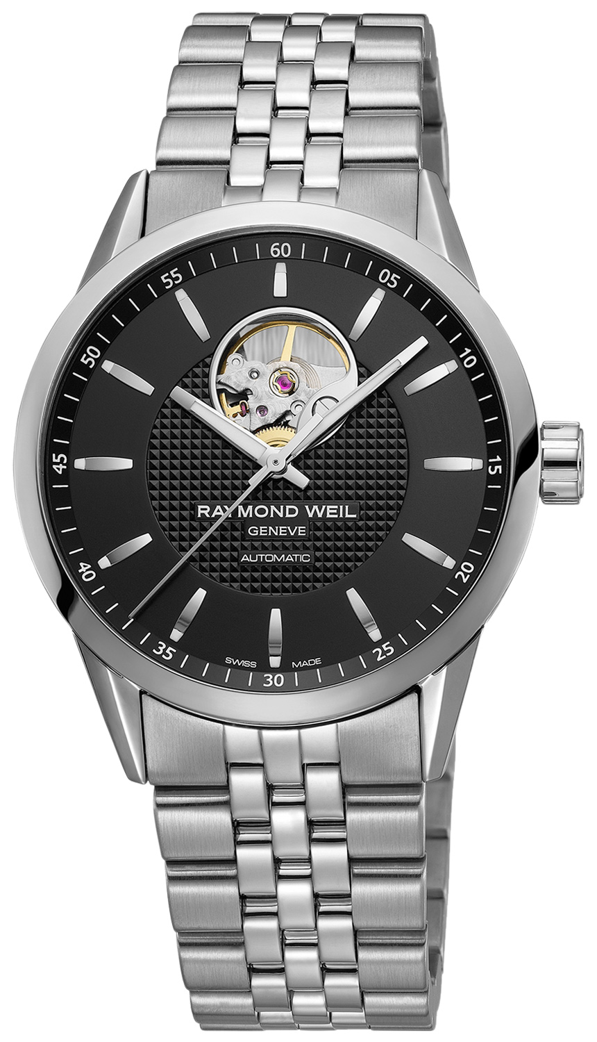 Raymond Weil Freelancer 2710-ST-20021 Automatic Open Balance Wheel Black Dial Stainless Steel Mens Watch