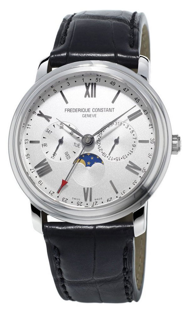 Frederique Constant Classics Business Timer Moonphase Day/Date Black Leather Mens Watch FC-270SW4P6