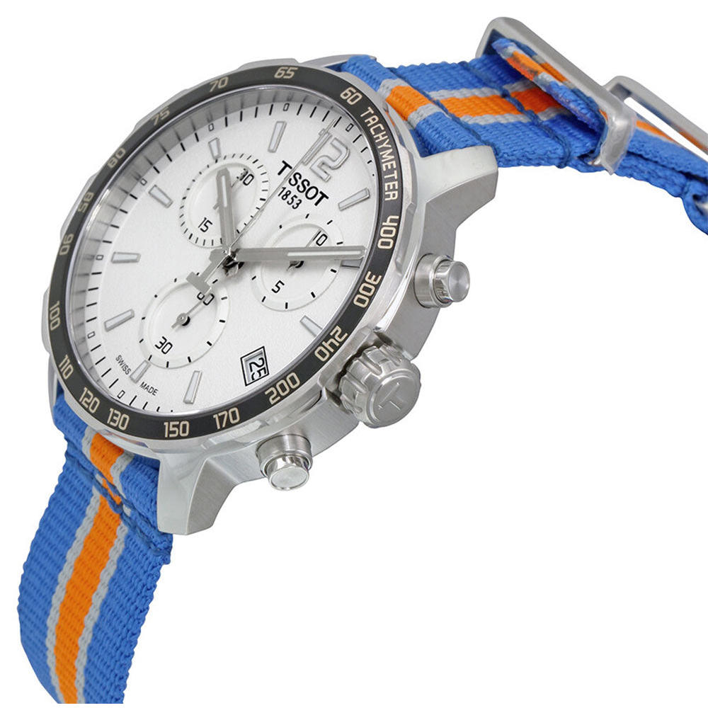 Tissot Quickster Special Edition NBA New York Knicks Chronograph Stainless Steel Silver Dial Blue/Orange Textile Strap Date Quar