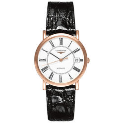 Longines Elegant Collection Automatic 18kt Rose Gold Mens Watch White Dial Calendar L4.778.8.11.0