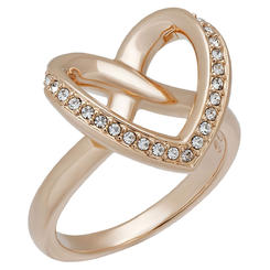 Swarovski Cupidon Rose Gold Plated Clear Crystal Pavé Heart Womens Ring Size 8 / 58 - 5140096