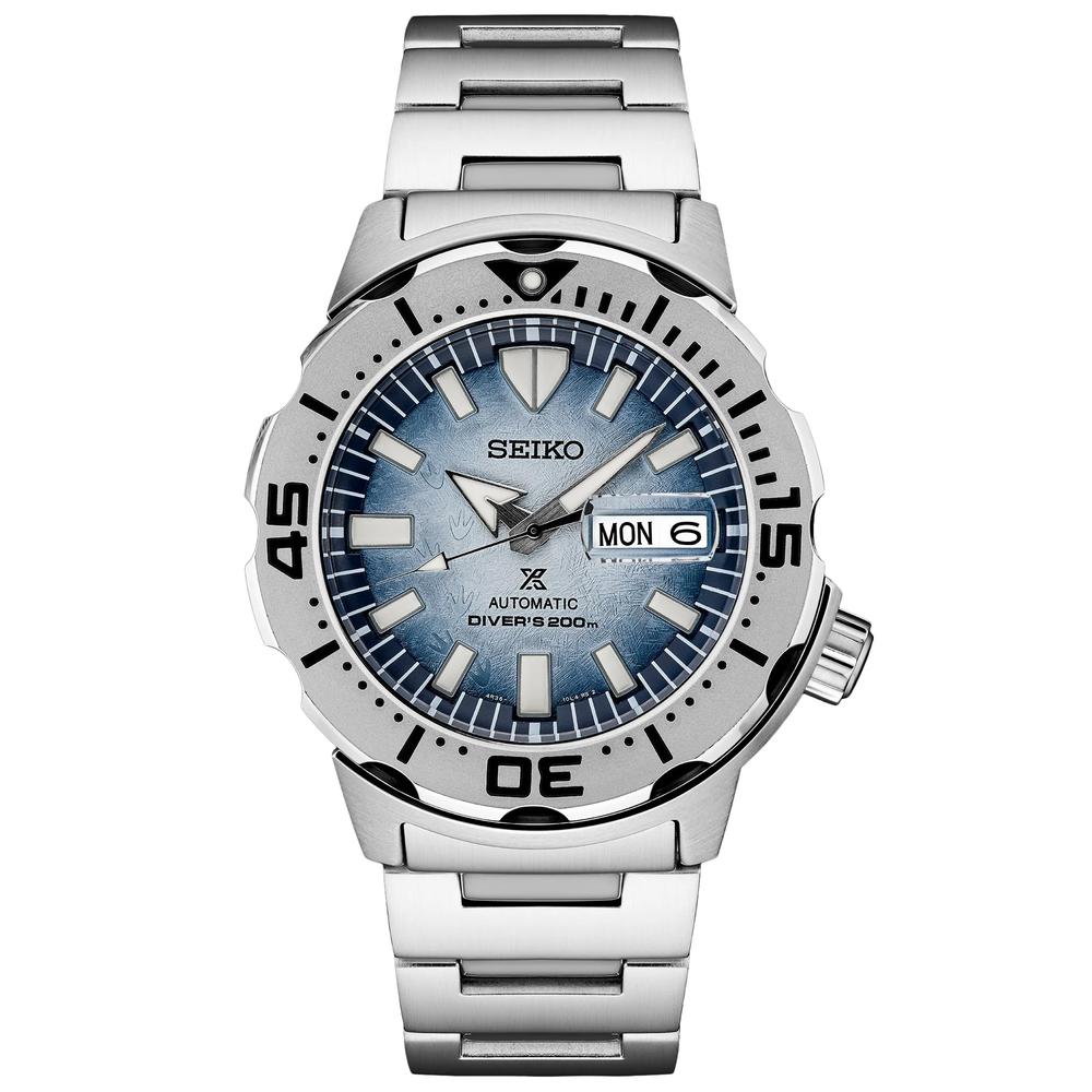 Seiko Special Edition Seiko Prospex Save The Ocean Automatic Stainless Steel Blue Dial Day/Date Divers Mens Watch SRPG57K1