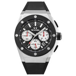 TW Steel CEO Tech Chronograph Stainless Steel Black Dial Black Silicon Strap Date Quartz Mens Watch CE4019