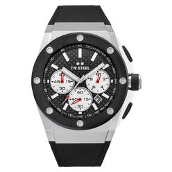 TW Steel CEO Tech Chronograph Stainless Steel Black Dial Black Silicon Strap Date Quartz Mens Watch CE4020