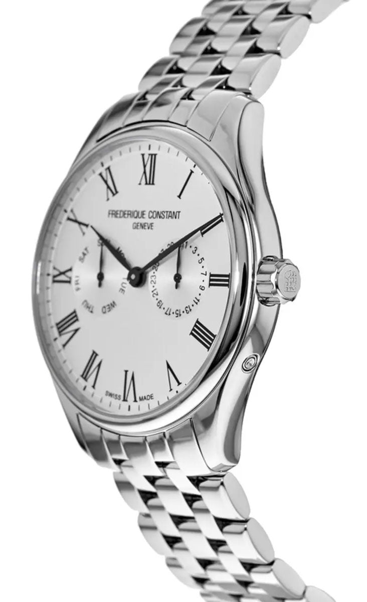 Frederique Constant Classics Stainless Steel Silver Dial Day/Date Quartz Mens Watch FC-259WR5B6B