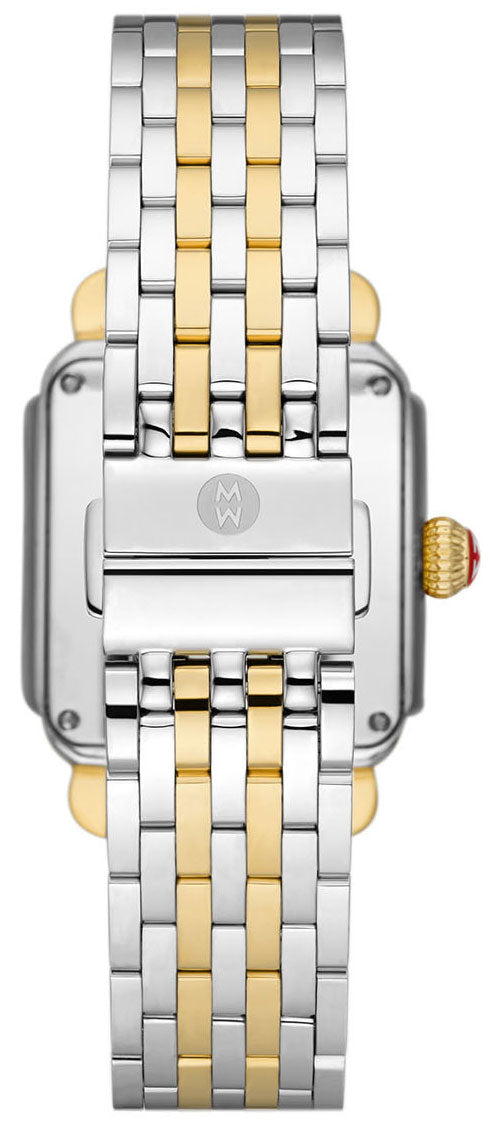 Michele Deco Madison Two-Tone Steel Diamonds Pink Mother-of-Pearl Dial Date Rectangle Womens Watch MWW06T000266