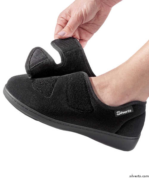 Silvert's Womens Hugster Indoor / Outdoor Shoes / Slippers - Extra Wide / Deep - Color black