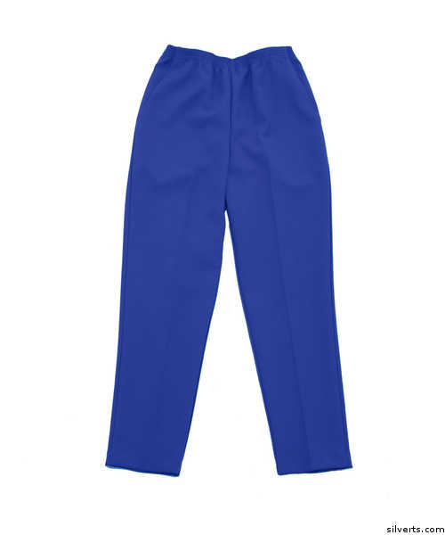 Silvert's Womens Elastic Waist Polyester Pants 2 Pockets - Women's Pull On Pants For Arthritis - Clothing For Mature Ladies - Color cobalt