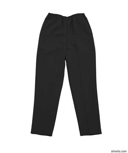 Silvert's Women's Pull On Pants - Petite Polyester Pants Elastic Waist Pull On Pants For Mature Women - Two Pocket Pants  - Color black
