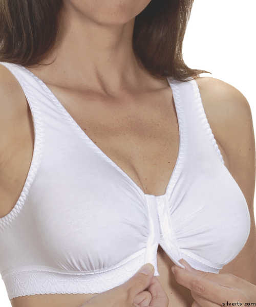 Silvert's Front Closure Bras - Cotton Bras - Fits Cup B To Cup D - Color white