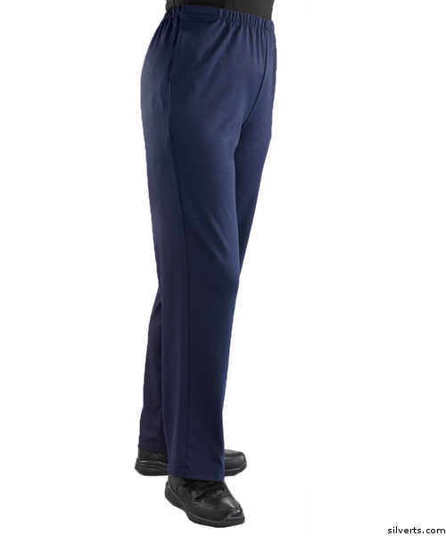 Silvert's Soft Knit Arthritis Pants With Easy Access Side Openings - Nursing Home Clothing - Color navy