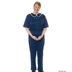 Silvert's Womens Adaptive Alzheimers Clothing Anti Strip Suit Jumpsuit - Anti Disrobing Suits - Adult Top & Pant Onesie - Color navy