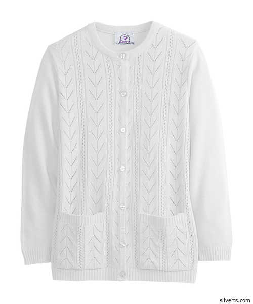 Silvert's Womens Cardigan Sweater With Pockets - Quality Cardigan For Elderly Senior Women  - Color white