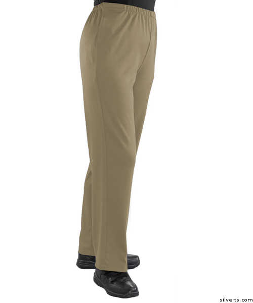 Silvert's Soft Knit Arthritis Pants With Easy Access Side Openings - Nursing Home Clothing - Color taupe