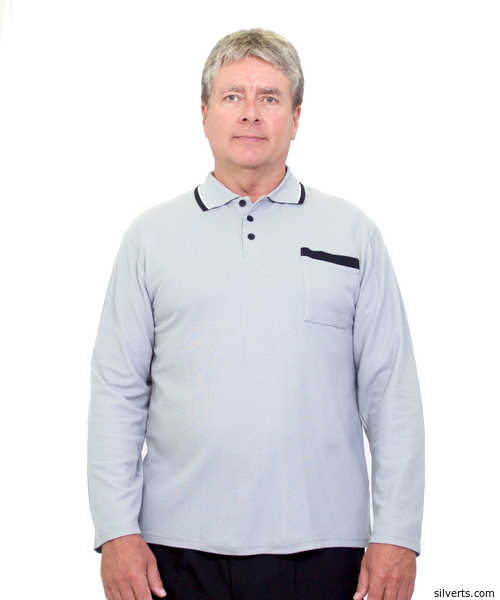 Silvert's Adaptive Polo Shirt Top For Men - Fits Up To 4 Xl - Mens Disability Clothing - Color grey