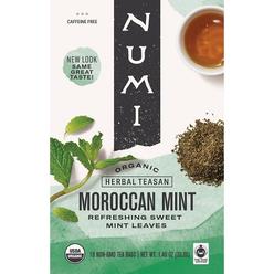 NUMI 10104 Numi® Organic Teas And Teasans, 1.4 Oz, Moroccan Mint, 18/box 10104