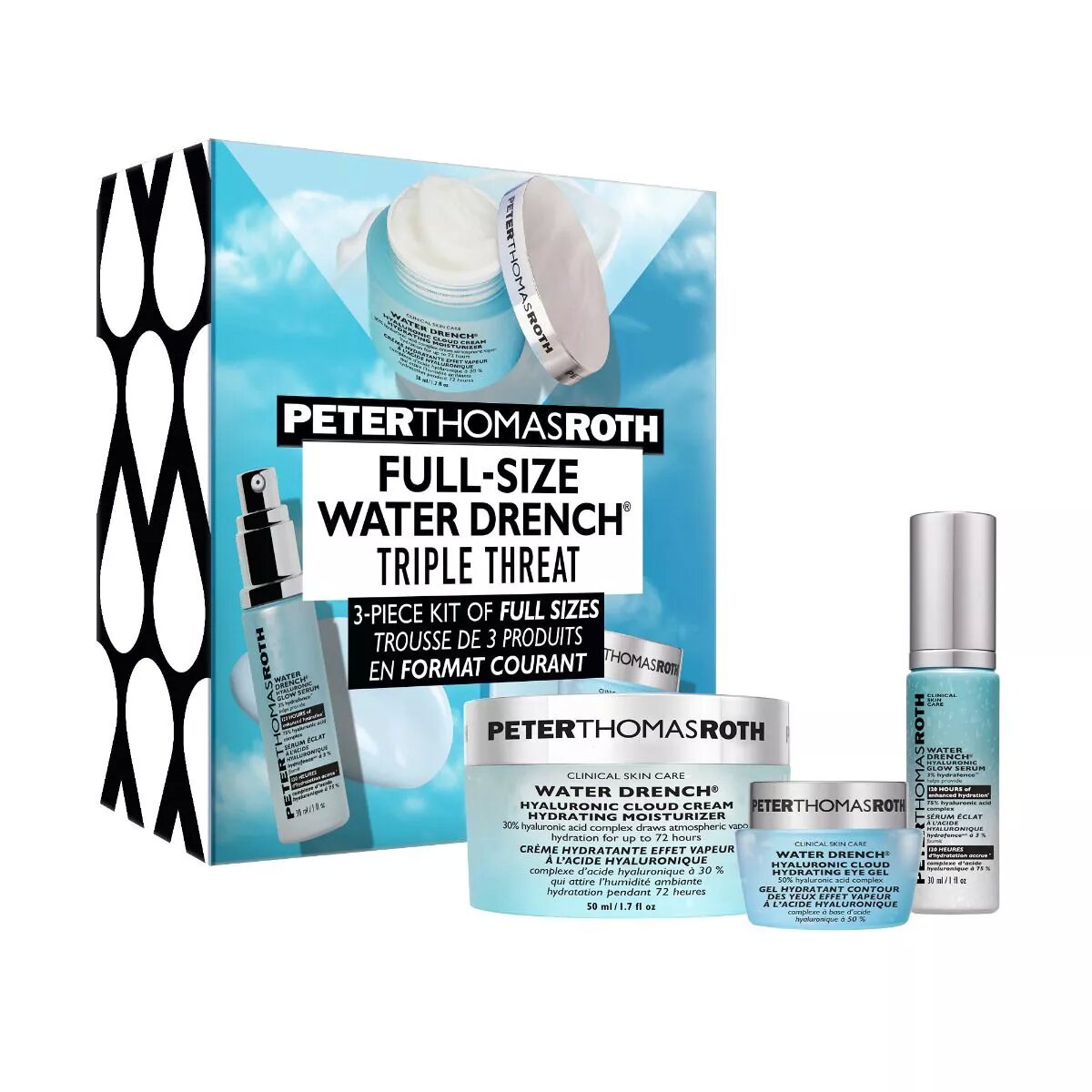 Peter Thomas Roth Full-Size Water Drench Triple Threat 3-Piece Kit - New , Sealed, in the Box