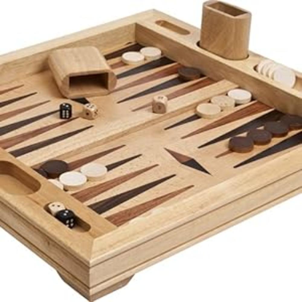 Bello Games Vesey Street Inlaid Wooden Backgammon Set 19"