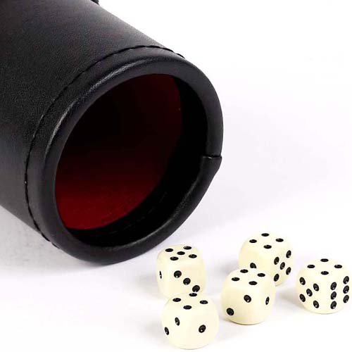 Bello Games Wall Street Red & Black Leatherette Dice Cup with 5 Dice