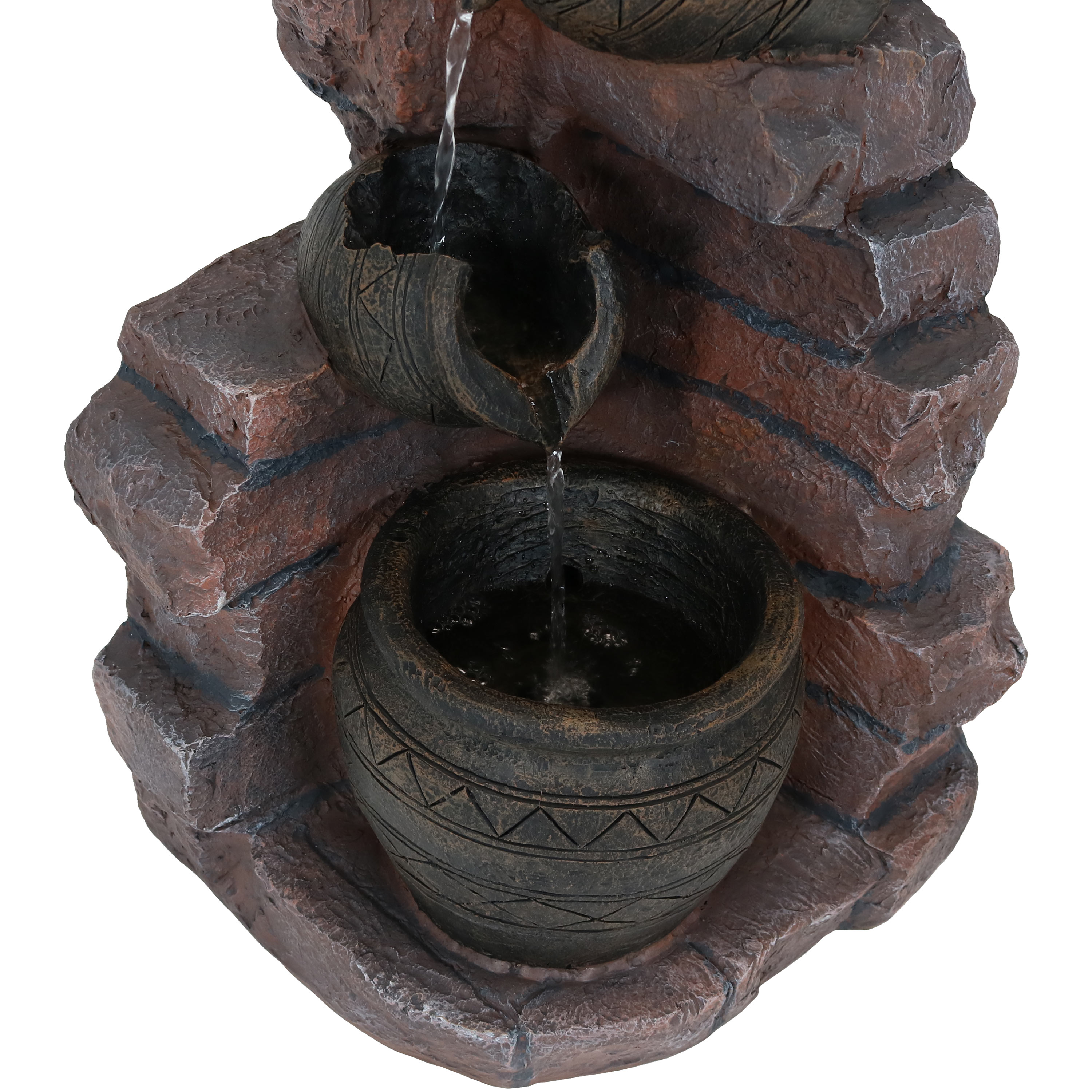 Sunnydaze Decor Crumbling Bricks and Pots Solar Water Fountain with Battery Backup - 27-Inch