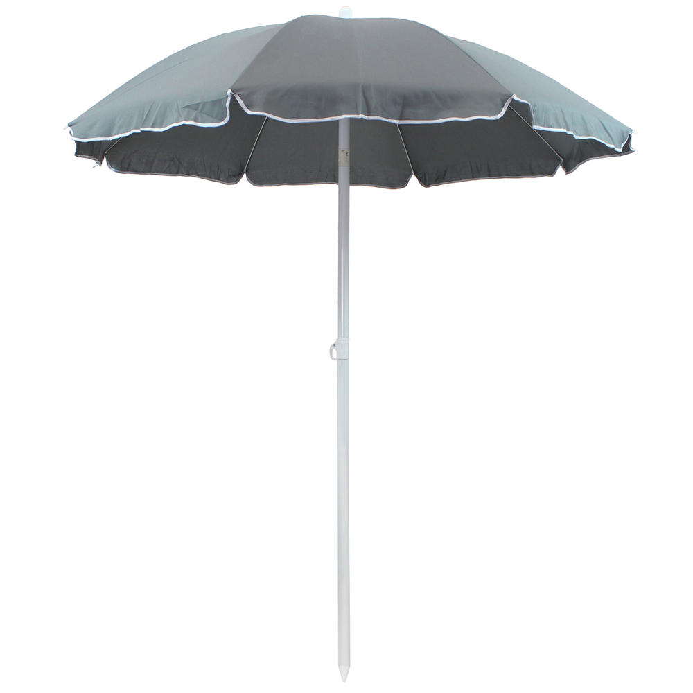 Sunnydaze Decor 5-Foot Beach Umbrella with Tilt Function - Gray