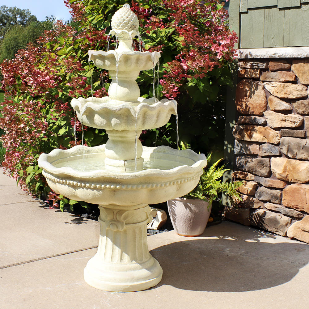 Sunnydaze Decor 3-Tier Pineapple Outdoor Water Fountain - 51-Inch