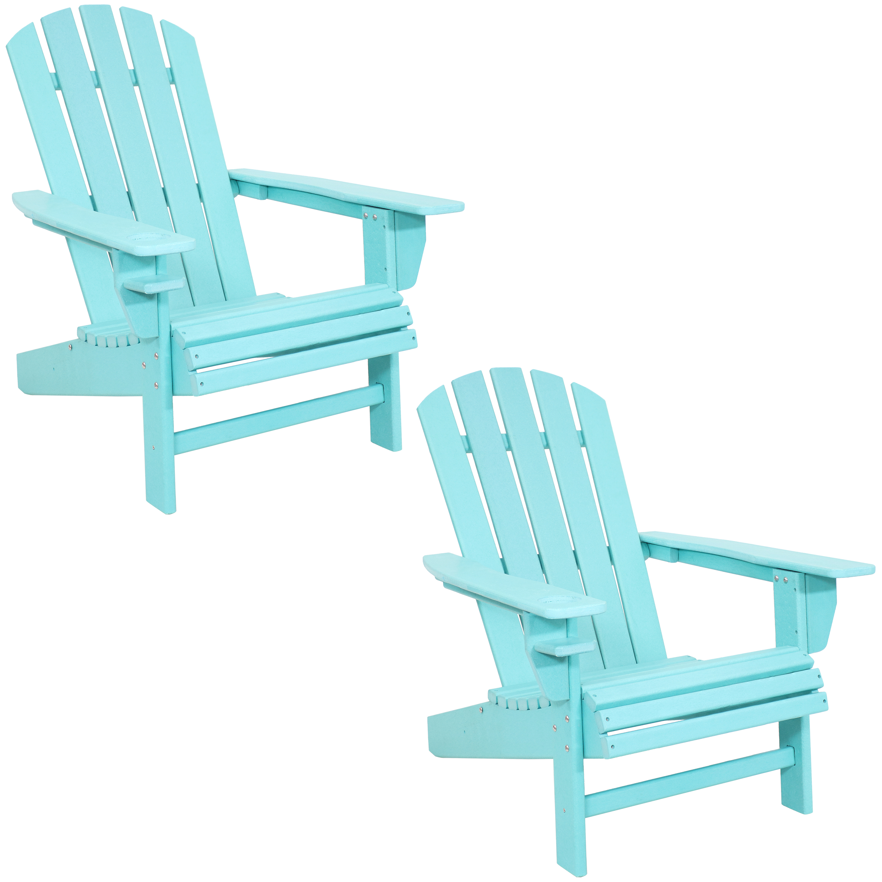 Sunnydaze Decor All-Weather Turquoise Outdoor Adirondack Chair with Drink Holder - Set of 2