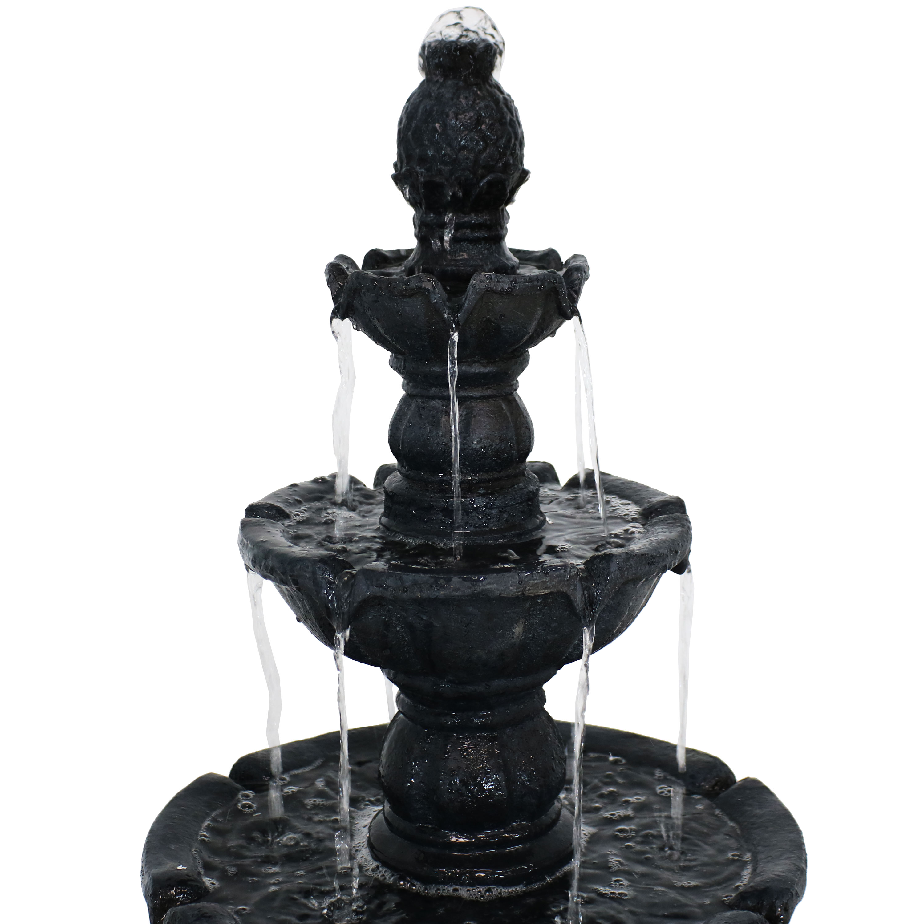 Sunnydaze Decor 4-Tier Pineapple Outdoor Water Fountain - Black Finish - 52-Inch