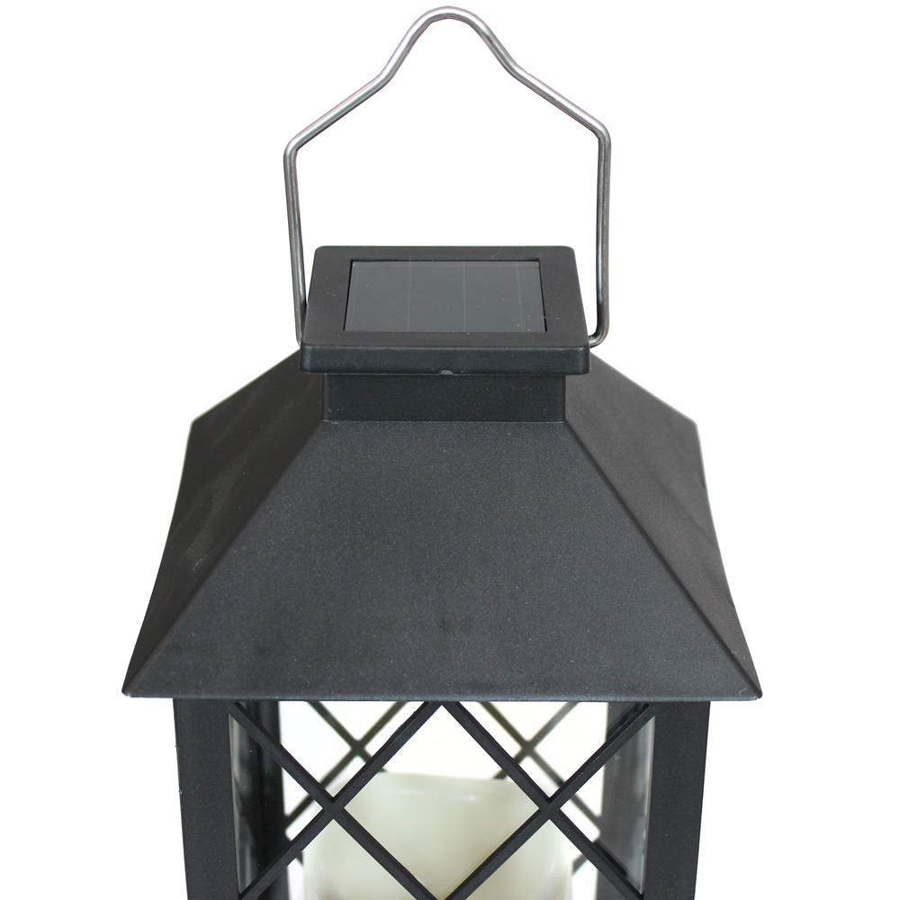 Sunnydaze Decor Concord Outdoor Solar LED Decorative Candle Lantern - Black - 11-Inch