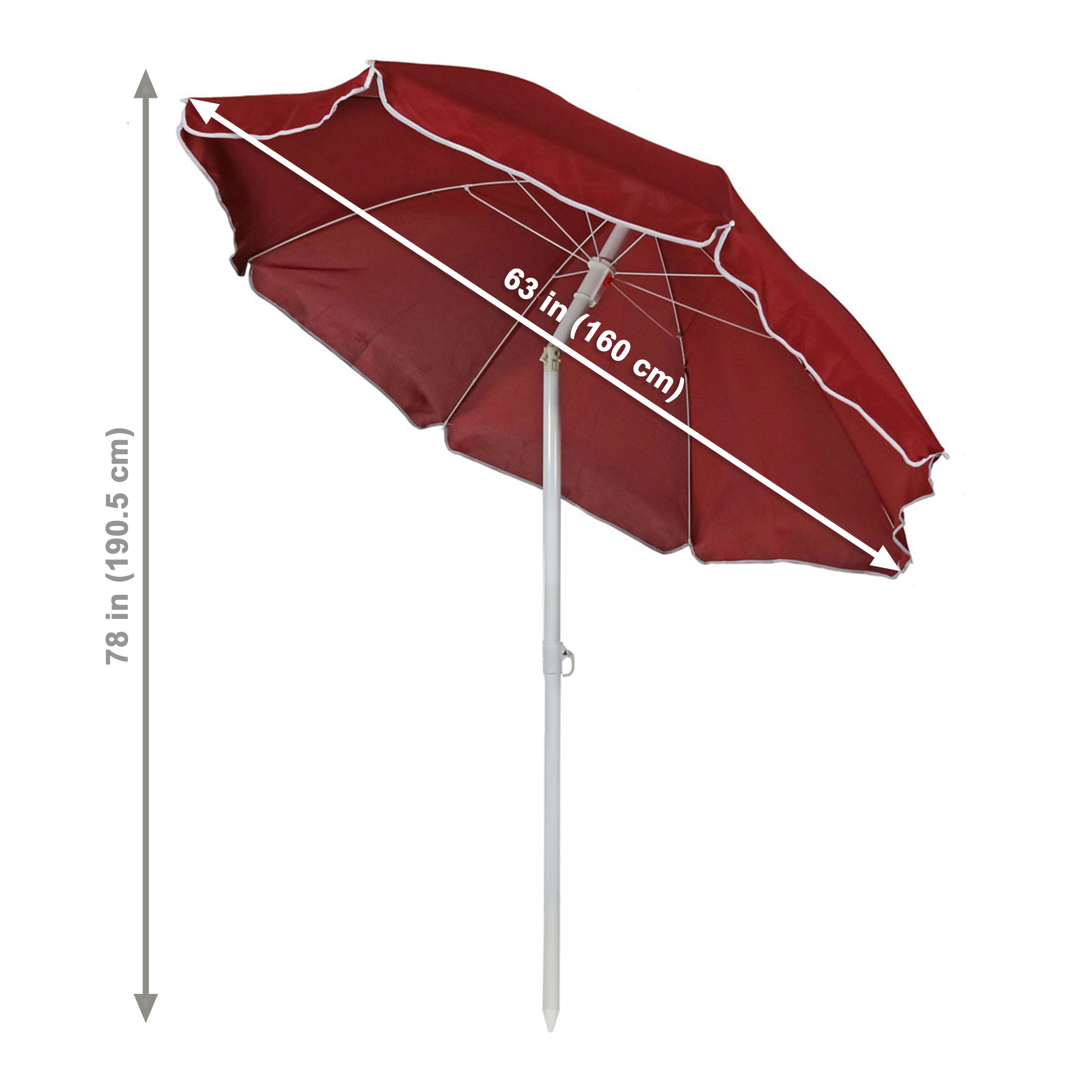 Sunnydaze Decor 5-Foot Beach Umbrella with Tilt Function - Red