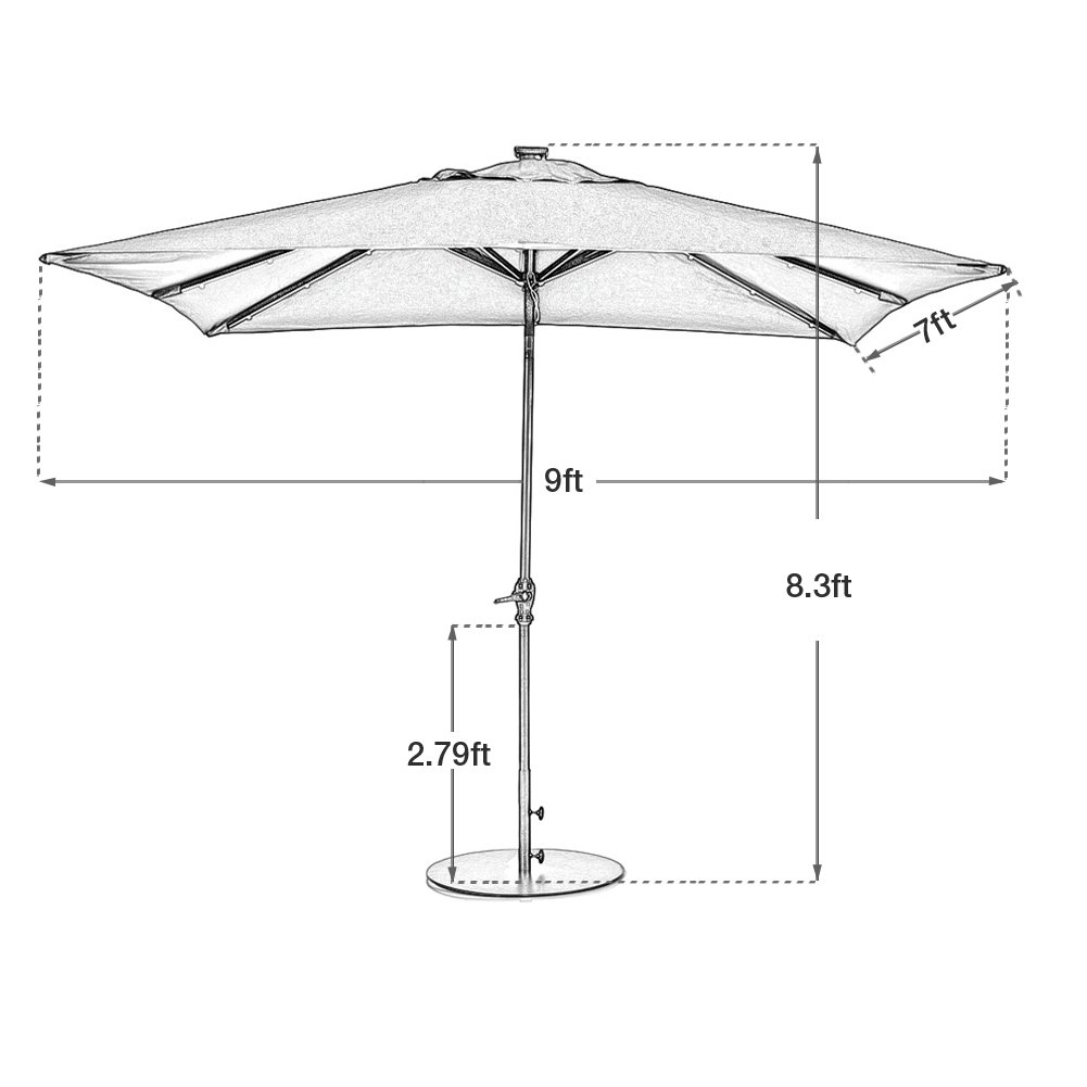 Abba Patio Apsap97388dr 7 X 9 Rectangular Umbrella