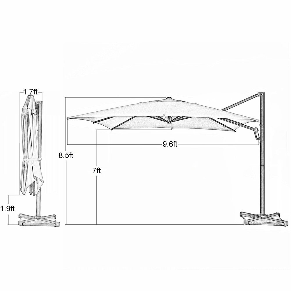 Apsci33tn Abba Patio 10 Ft Square Easy Open Offset Outdoor Umbrella Abba Patio 10 Ft Square Easy Open Offset Outdoor Umbrella Parasol With Cross