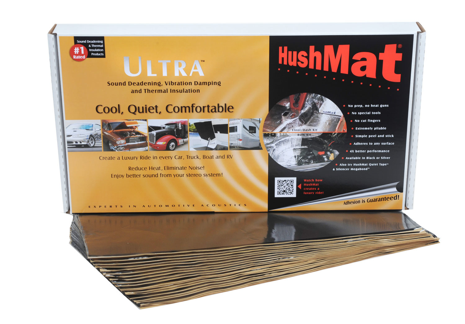 HushMat 10400 Ultra Black Foil Floor Kit with Damping Pad - 20 Piece