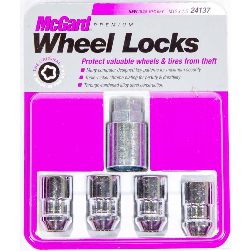 McGard 24137 Chrome Cone Seat Wheel Locks (M12 x 1.5 Thread Size) - Set of 4