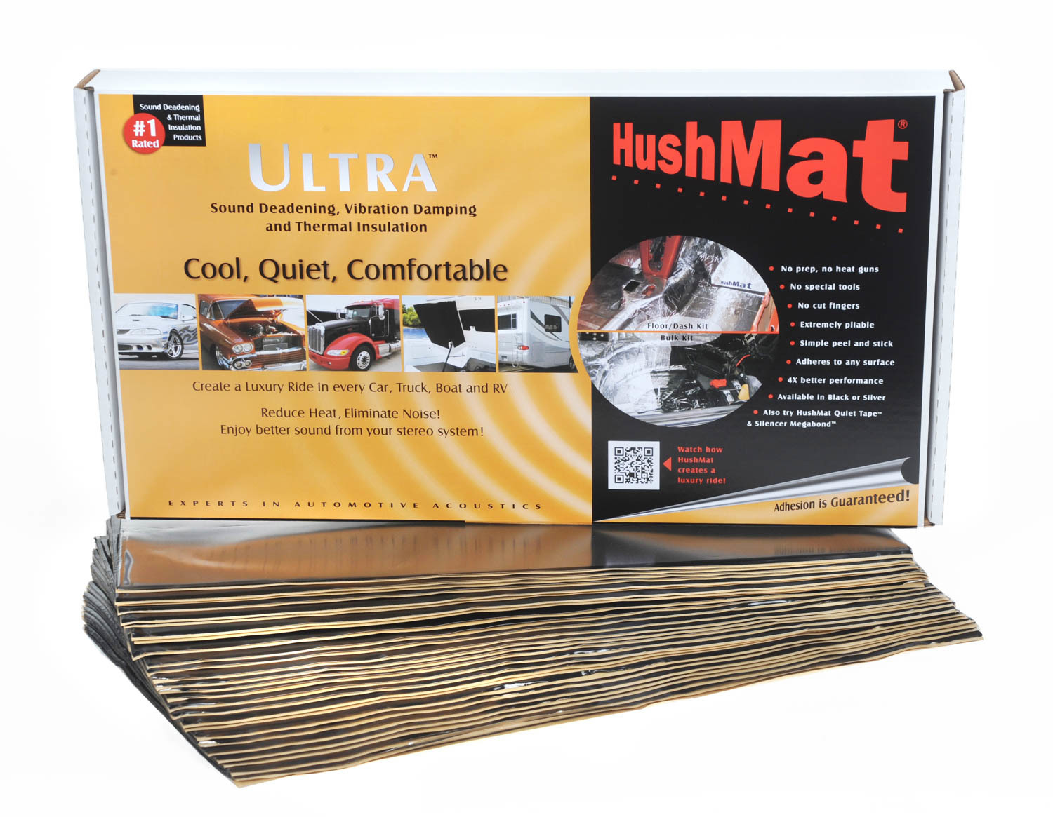 HushMat 10500 Ultra Black Foil Bulk Kit with Damping Pad - 30 Piece