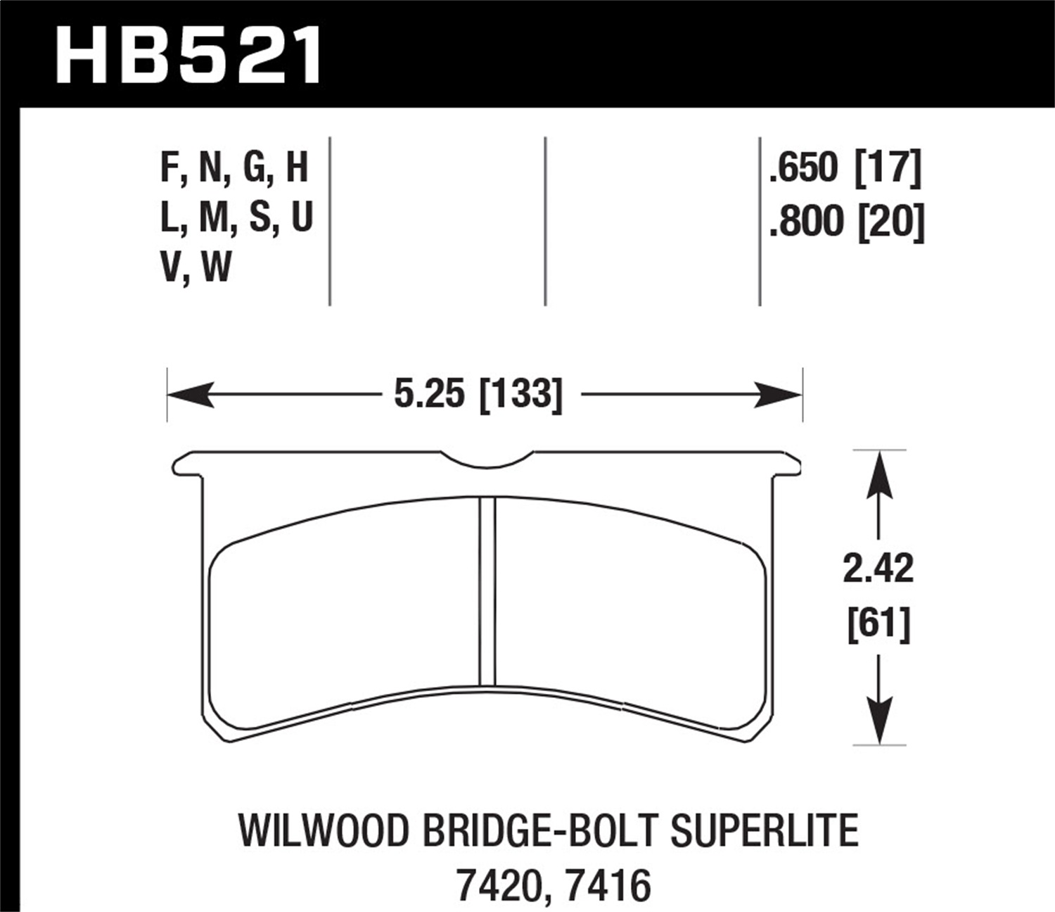 Hawk Performance HB521N.650 HP Plus Disc Brake Pad