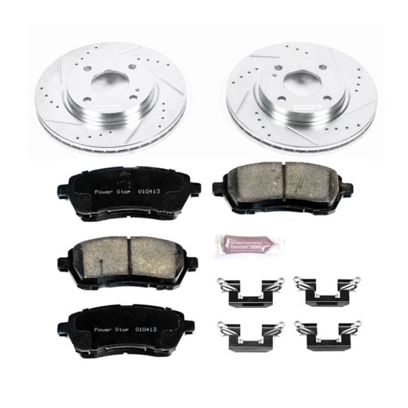 Powerstop Power Stop K5969 Front Z23 Carbon Fiber Brake Pads with Drilled & Slotted Brake Rotors Kit